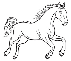 Horse silhouette isolated on white, Jumping outline horse, Horse animal vector