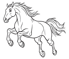 Horse silhouette isolated on white, Jumping outline horse, Horse animal vector