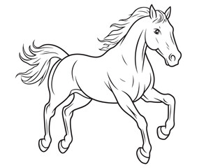 Horse silhouette isolated on white, Jumping outline horse, Horse animal vector