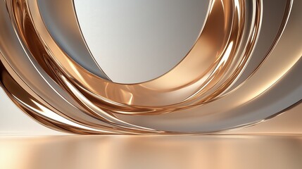 Abstract Smooth Metallic Champagne Swirl Curves with Gold and Silver Fusion on a Sleek Background: Elegant, Luxurious Modern Design for High-End Product Ads, Technology Showcases, and Fashion Magazine