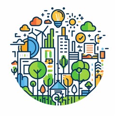 Concept Icon Vector ESG Environmental Social Governance Isolated White Background Surrounding Main Elements