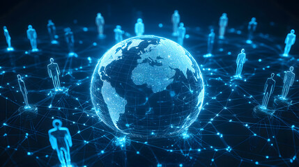 Fototapeta premium Business network diverse group of people connection connected digital technological communication interaction world global internet web AI relation bonding online