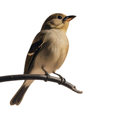 Close-up of chirping bird on a white background 
