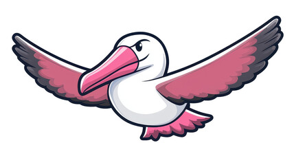 Cheerful albatross illustration in doodle style, perfect for logos or fun designs. Vibrant and quirky vibes