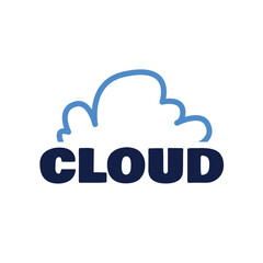 Blue And White Modern Minimalist Cloud Outline Logo 