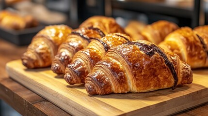 Freshly Baked Croissants and Pain au Chocolat Display