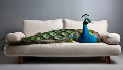 Peacock Sleeping on a Sofa
