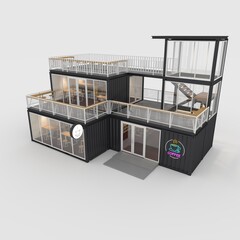 3d render container cafe coffee