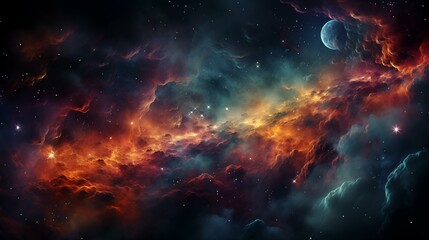Fototapeta premium A colorful galaxy with a bright red star in the center
