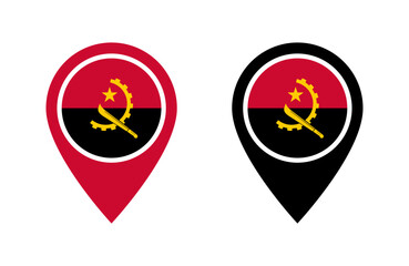 Angola flag location icon set