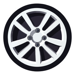 Obraz premium A flat vector of an automotive wheel with no background