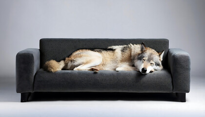 Sleeping Wolf on a Sofa