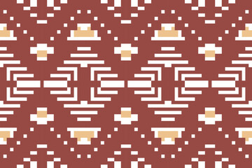 Obraz premium Abstract Traditional Pattern Drawingfolk Embroidery, Aztec Geometric Ornament Print. Design for Carpet, Wallpaper, Clothing, Wrapping, Fabric