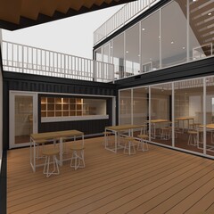 3d render container cafe coffee