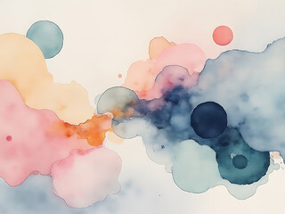 "Surrealist-inspired abstract shapes with dreamlike watercolor washes, blending soft pastels with muted textures for a fluid and organic background."

