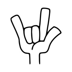 大好きを表すハンドサインをする右手のアイコン