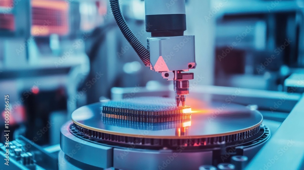 Aufkleber improving chip production efficiency with robotic arms in silicon waffle handling