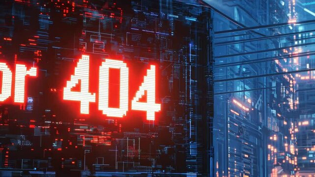 Digital Chaos: Error 404 with Hacking Background Effect