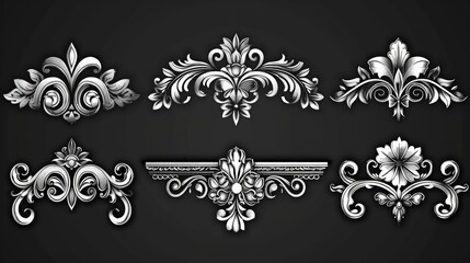 Elegant Baroque Ornamental Floral Decorative Patterns and Scrollwork