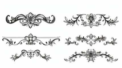 Elegant Floral Ornamental Scroll Patterns for Luxury Graphic Design and