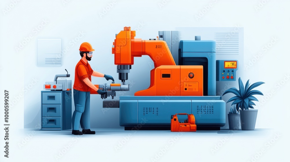 Poster industrial machine operator in workshop environment