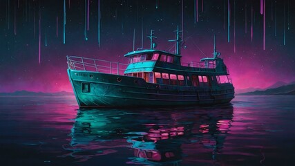 a shimmering retrofuturistic temporal trawler image