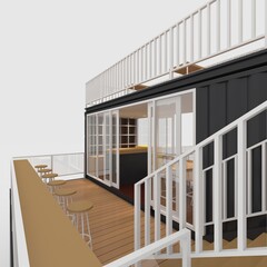 3d render container cafe coffee