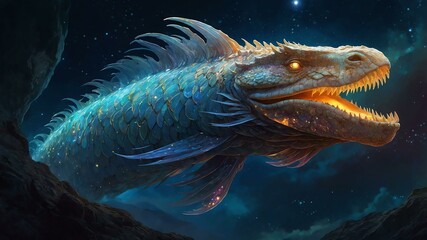 Fototapeta premium a whimsically glowing lunar leviathan its cel image