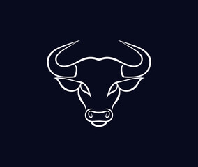 Bull Vector, Bull head line sign illustration
