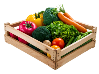Fresh Vegetables in a Wooden Crate