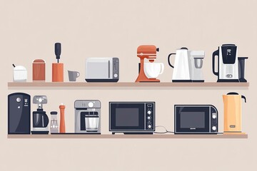 Kitchen Home Appliances - Different household appliances On Neutral Background.generative ai