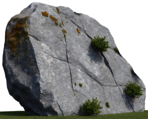 Massive Grey Boulder with Green Patches