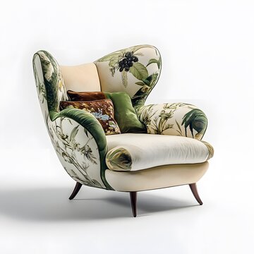 recommend clip art: A armchair with cushions with a white background