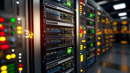 Obraz premium Server Room Technology Data Center Rack Network