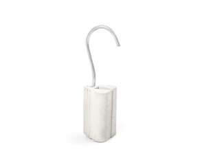 Isolated window stop or door stopper. Old and used window wedge or door stay made of rubber and a...