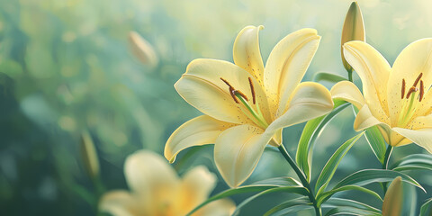 Obraz premium illustration of yellow lilies, generative AI