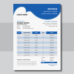 Corporate Business Invoice design template. Creative invoice template with A4 size