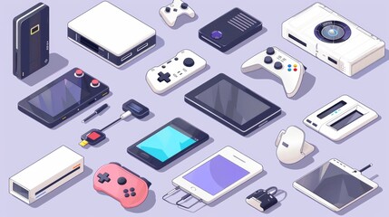 Isometric of Various Modern Electronic Devices and Gadgets