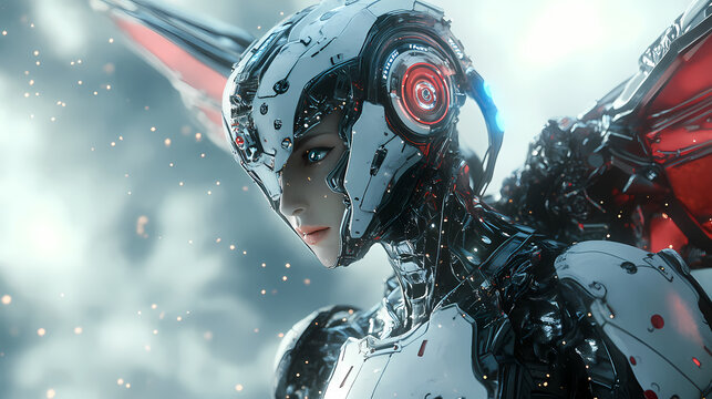 Mechanized valkyrie with futuristic armor. Valkyrie. Illustration