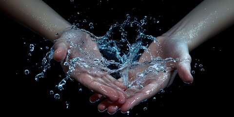 Fototapeta premium Water Splashing From Open Palms