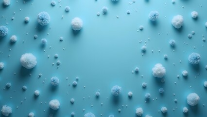 Obraz premium 3d rendering of snowflakes falling on a blue background with copy space generated by AI