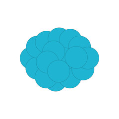 Simple blue flower icon isolated on white background. Floral design element. Clouds icon. Illustration of blue clouds, overcast clouds, weather signs that it will rain
