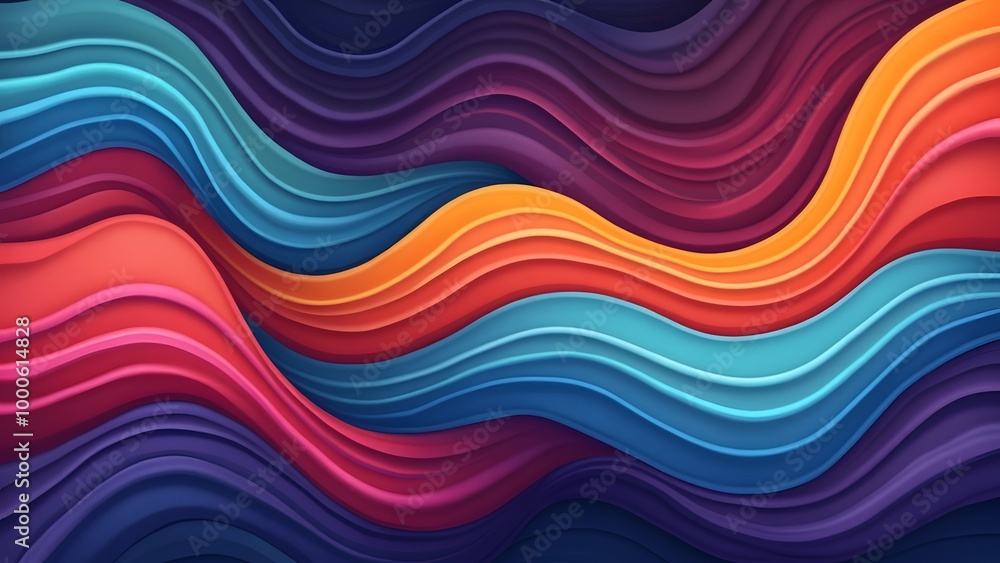Poster 3d abstract background with multicolored waves. vector illustration generated by ai