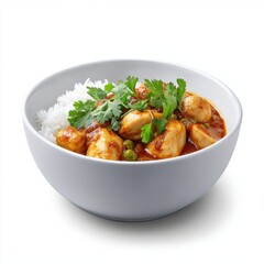 Fototapeta premium Delicious Chicken Curry with Rice in White Bowl