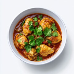Delicious Chicken Curry Bowl on White Background
