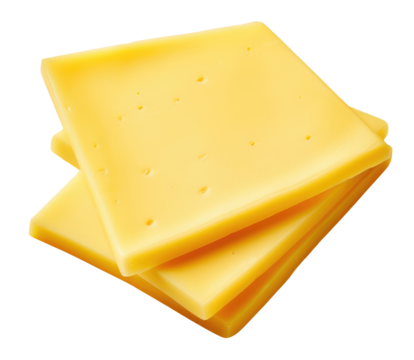 Slices of cheese isolated on transparent background