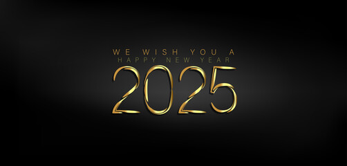 We Wish You A Happy New Year 2025 Gold Text And Beautiful Design