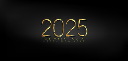 We Wish You A Happy New Year 2025 Gold Text And Beautiful Design