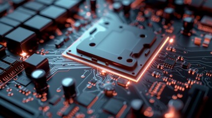 Central Computer Processors CPU concept. Motherboard digital chip.