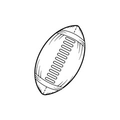 American football ball isolated on white background. American football ball  illustration in sketch style. Illustration of football sports elements